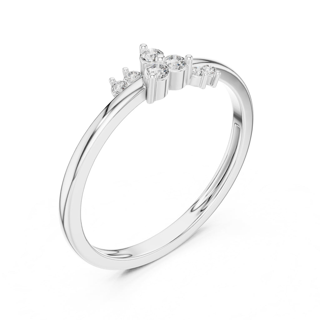 Asymmetric Constellation Minimalist Ring White Gold