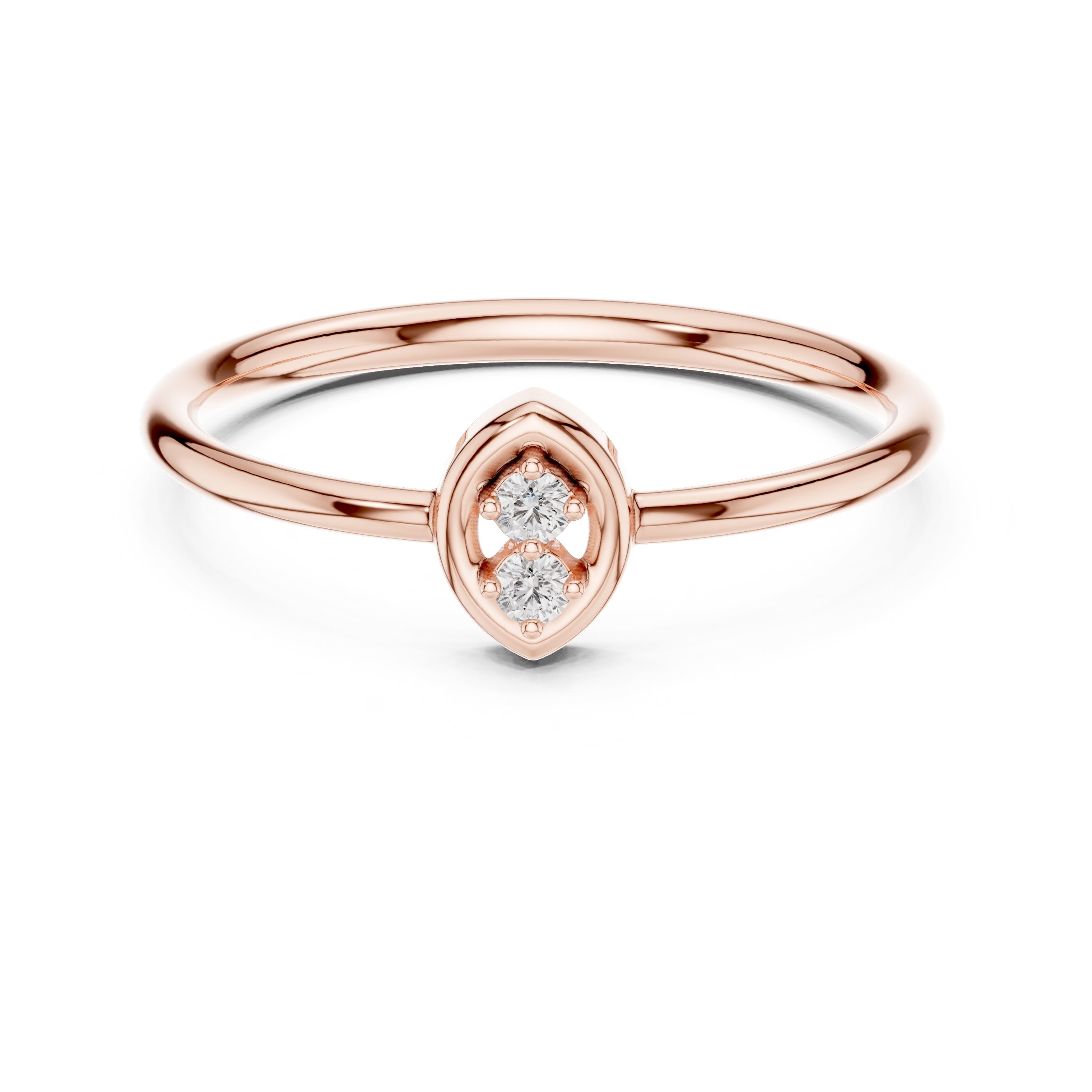 Marquise Duo Minimalist Ring Rose Gold