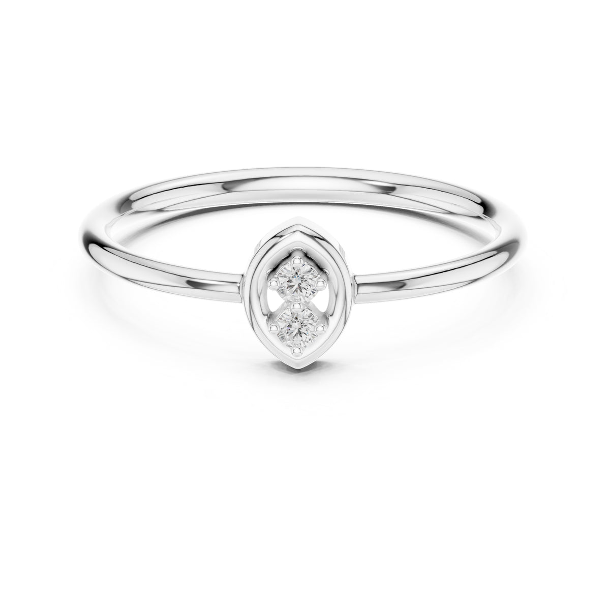 Marquise Duo Minimalist Ring White Gold