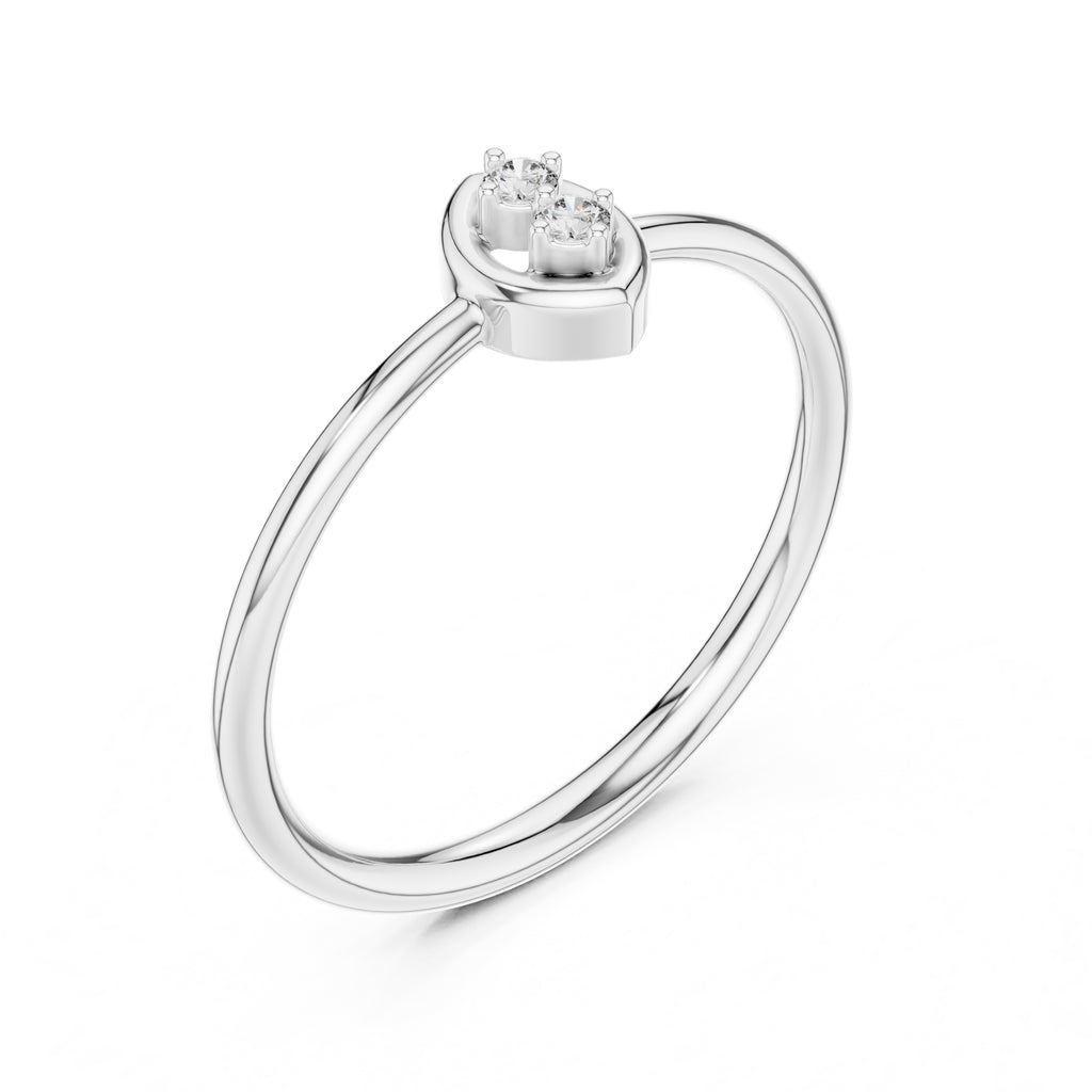 Marquise Duo Minimalist Ring White Gold