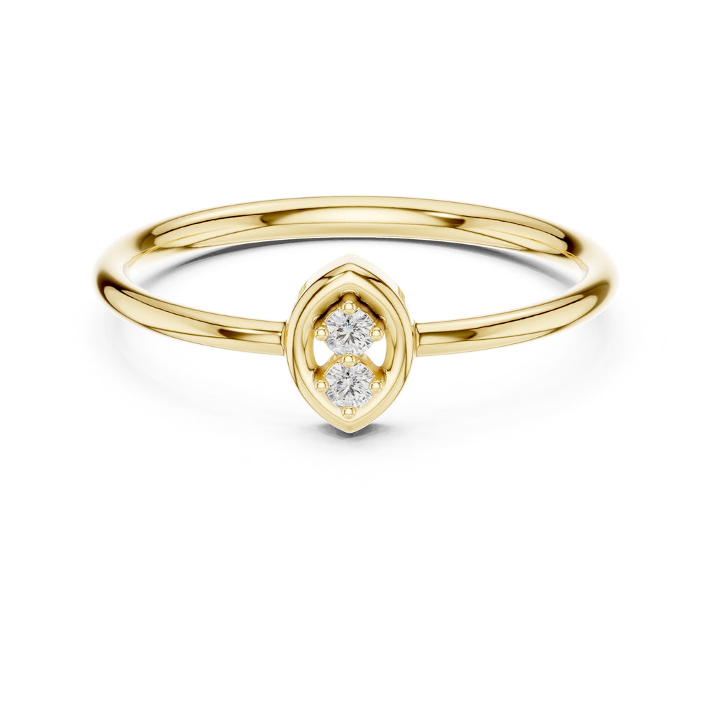 Marquise Duo Minimalist Ring Yellow Gold
