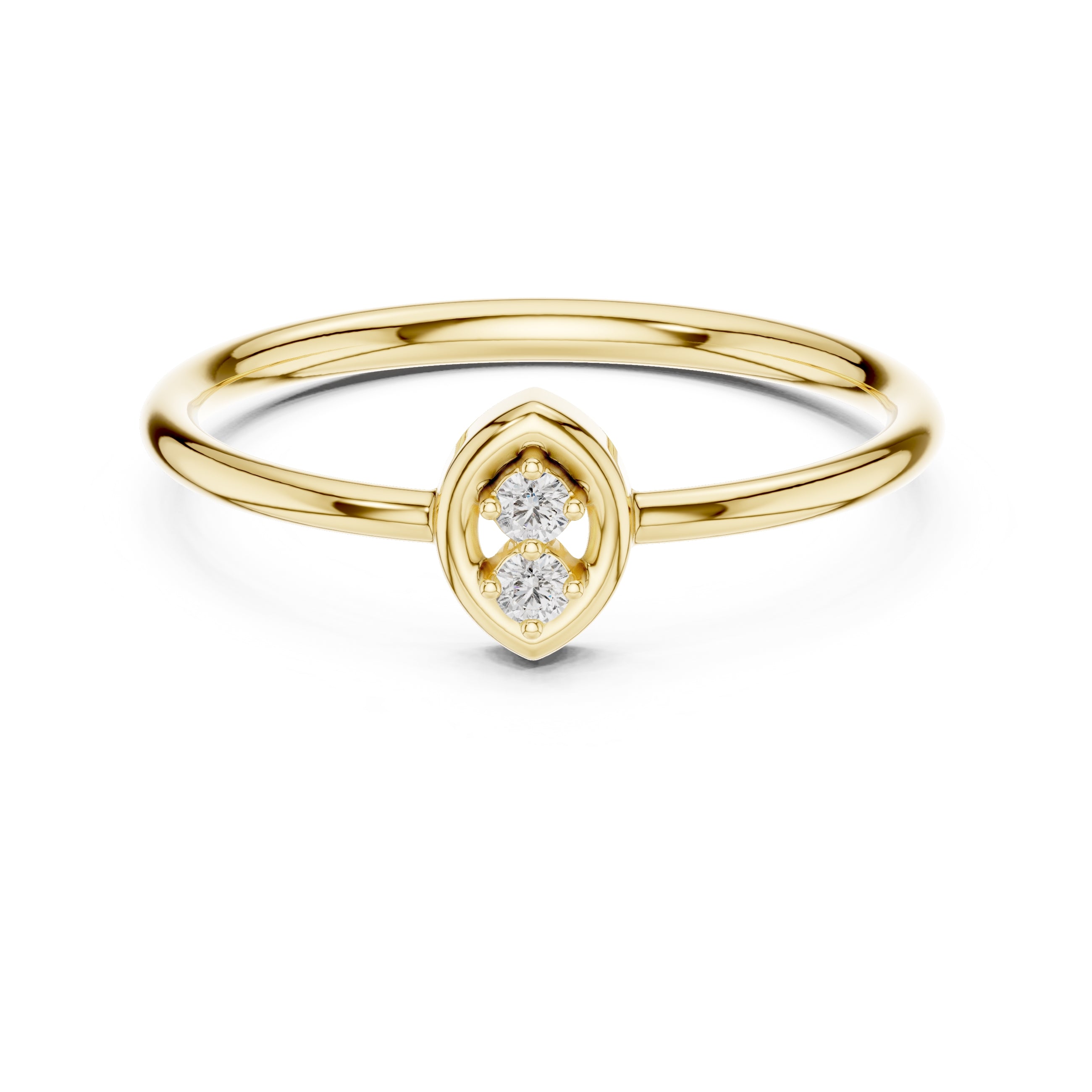 Marquise Duo Minimalist Ring Yellow Gold