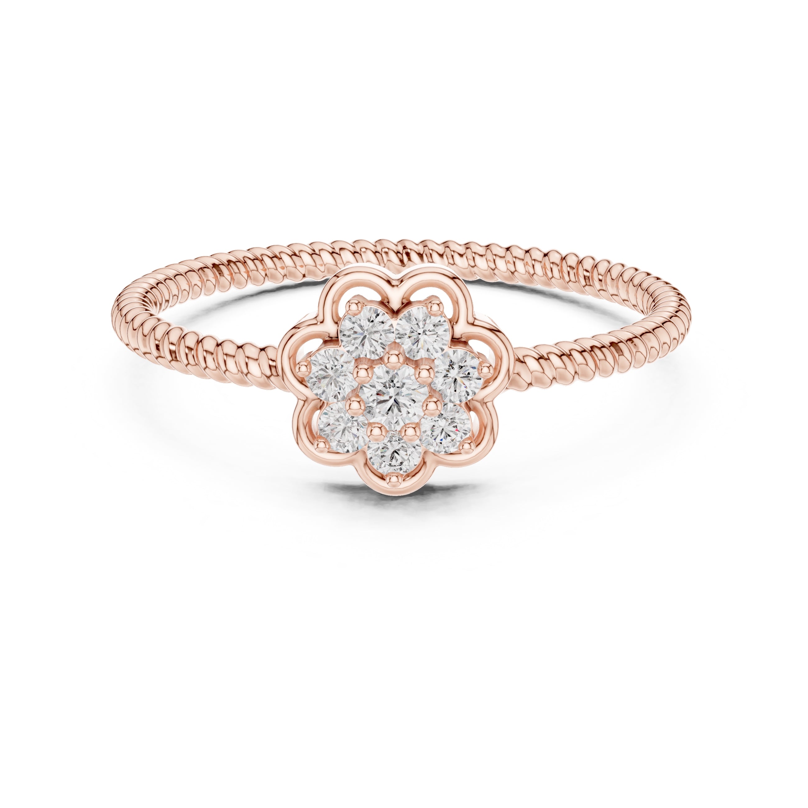 Roped Blossom Minimalist Ring Rose Gold