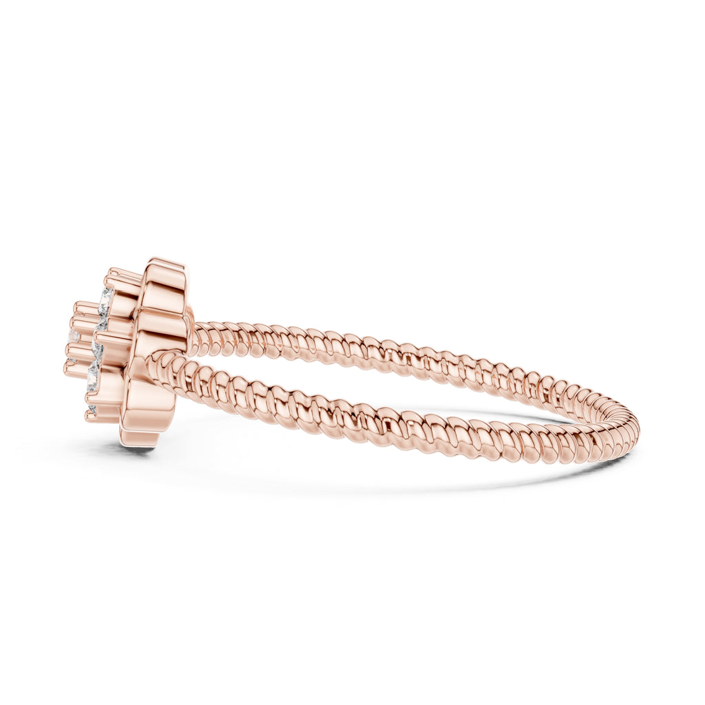 Roped Blossom Minimalist Ring Rose Gold