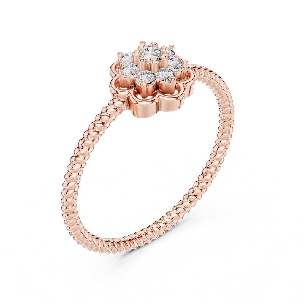 Roped Blossom Minimalist Ring Rose Gold