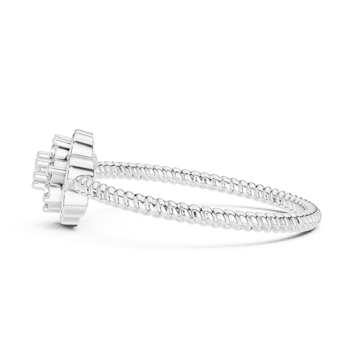 Roped Blossom Minimalist Ring White Gold