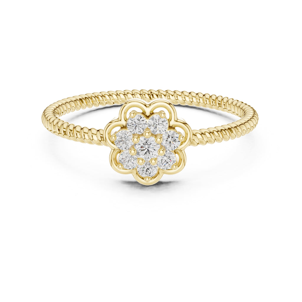 Roped Blossom Minimalist Ring Yellow Gold