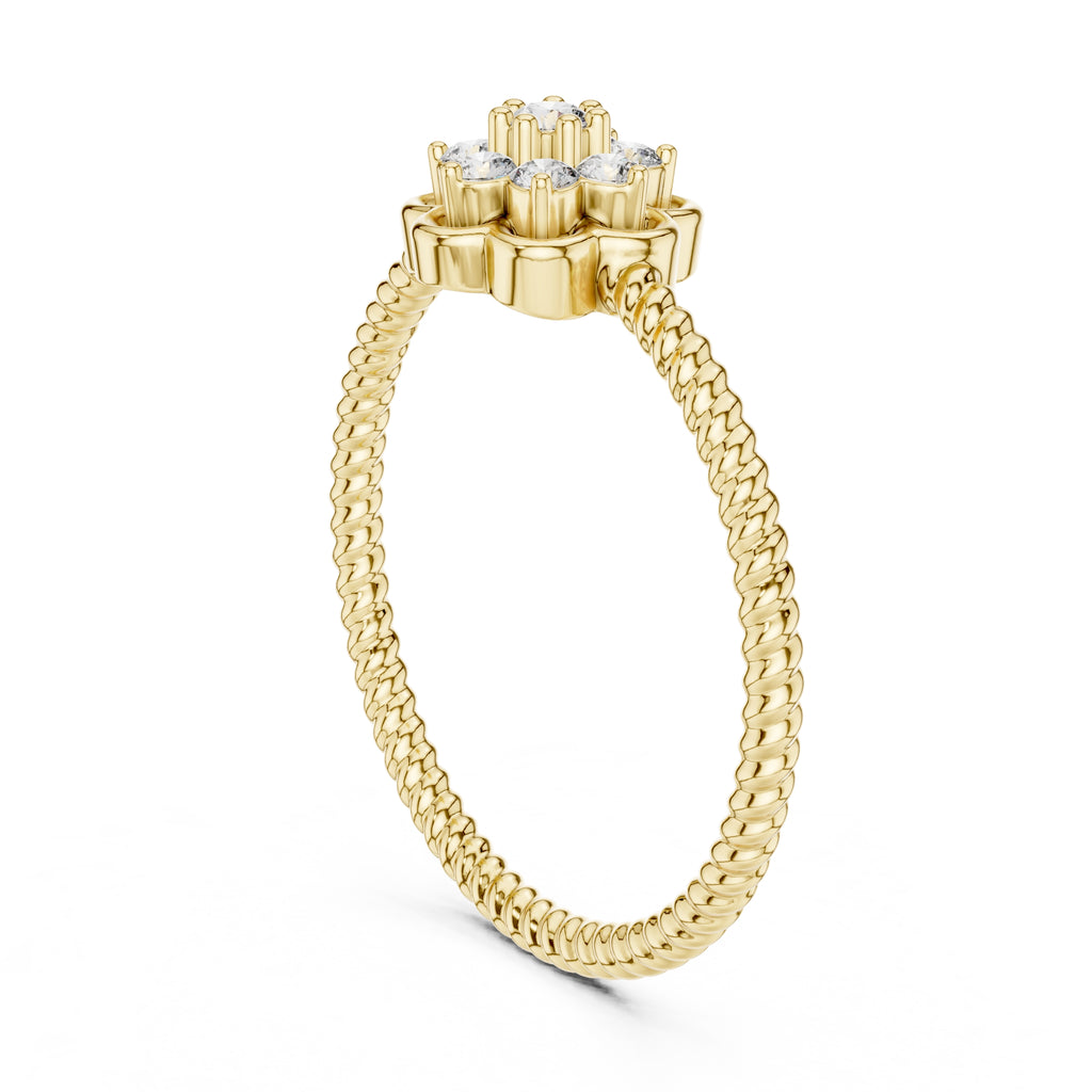 Roped Blossom Minimalist Ring Yellow Gold