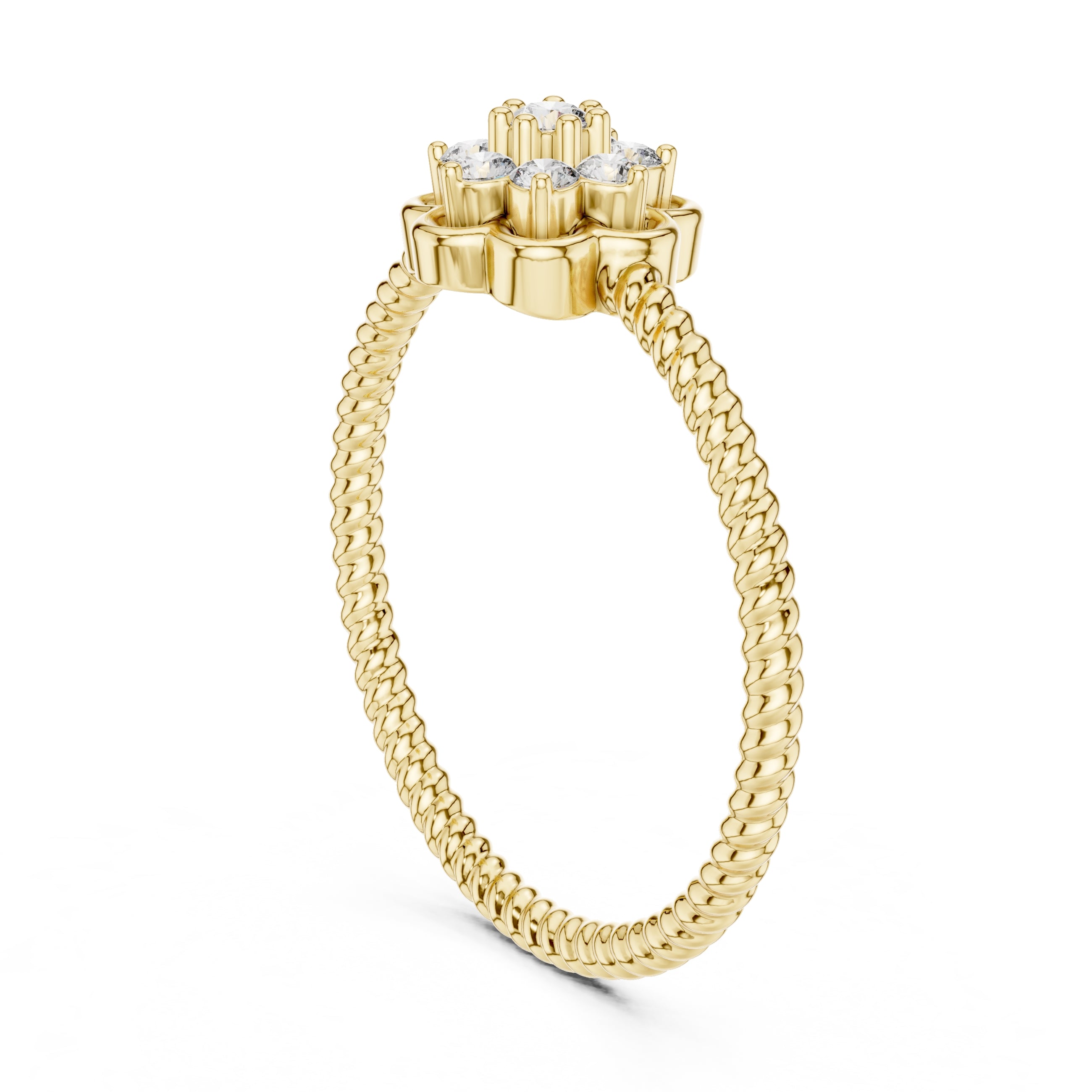 Roped Blossom Minimalist Ring Yellow Gold