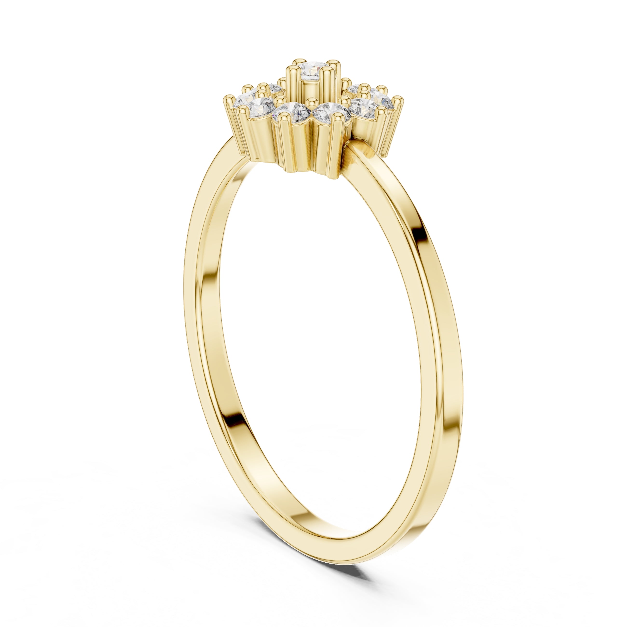 Tiered Floral Halo Minimalist Ring Yellow Gold