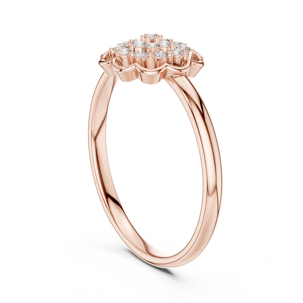 Scalloped Lattice Floral Minimalist Ring Rose Gold
