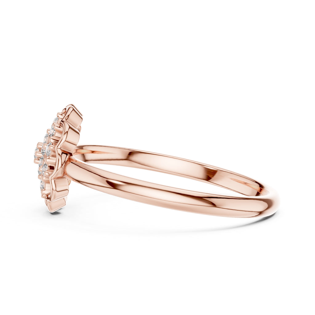 Scalloped Lattice Floral Minimalist Ring Rose Gold