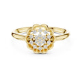 Scalloped Lattice Floral Minimalist Ring Yellow Gold