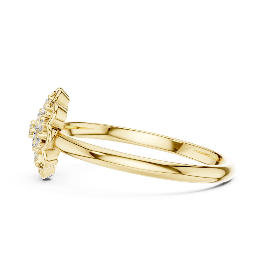 Scalloped Lattice Floral Minimalist Ring Yellow Gold