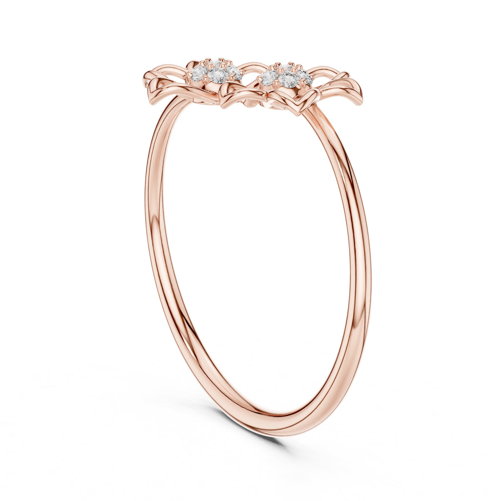 Dual Blossom Minimalist Ring Rose Gold