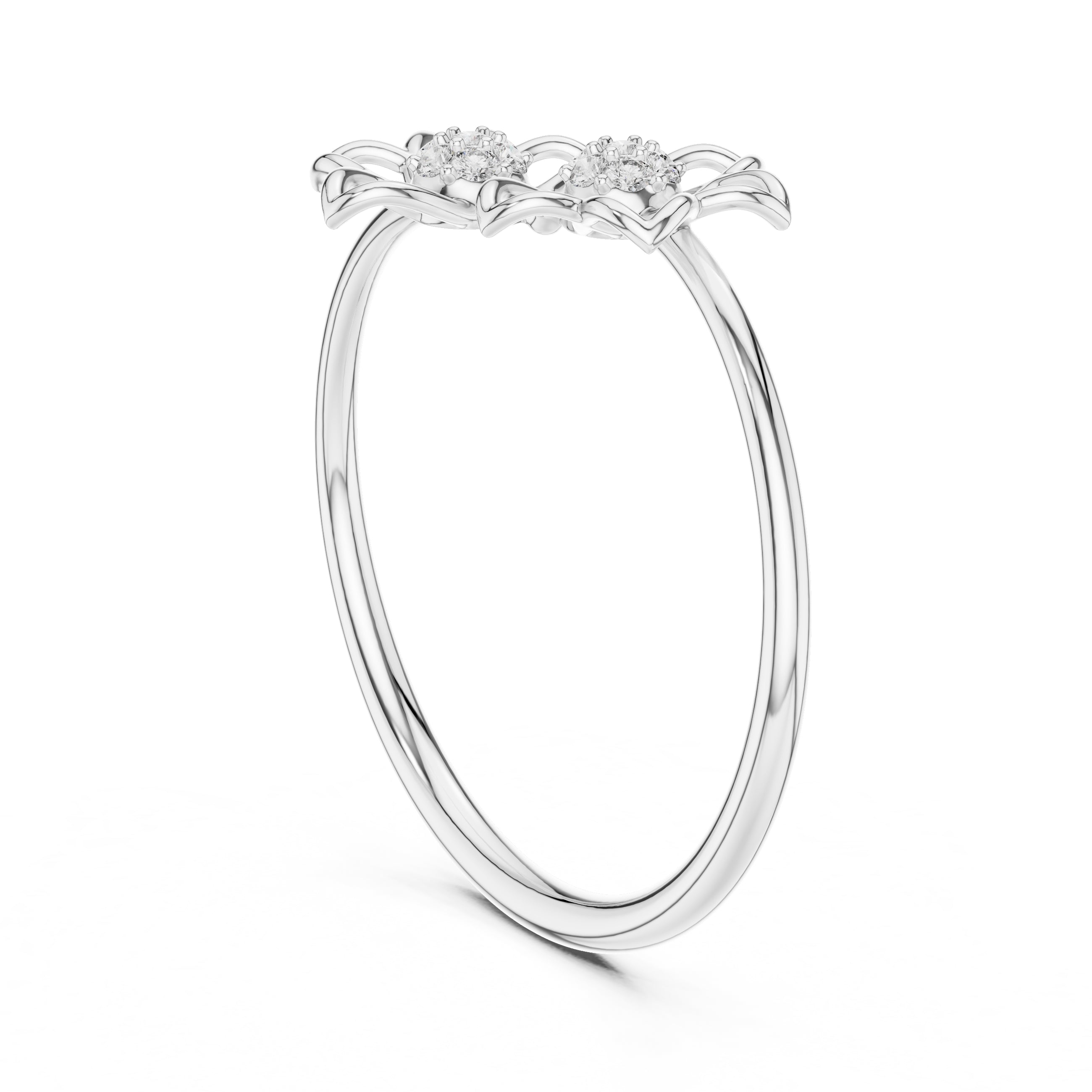 Dual Blossom Minimalist Ring White Gold