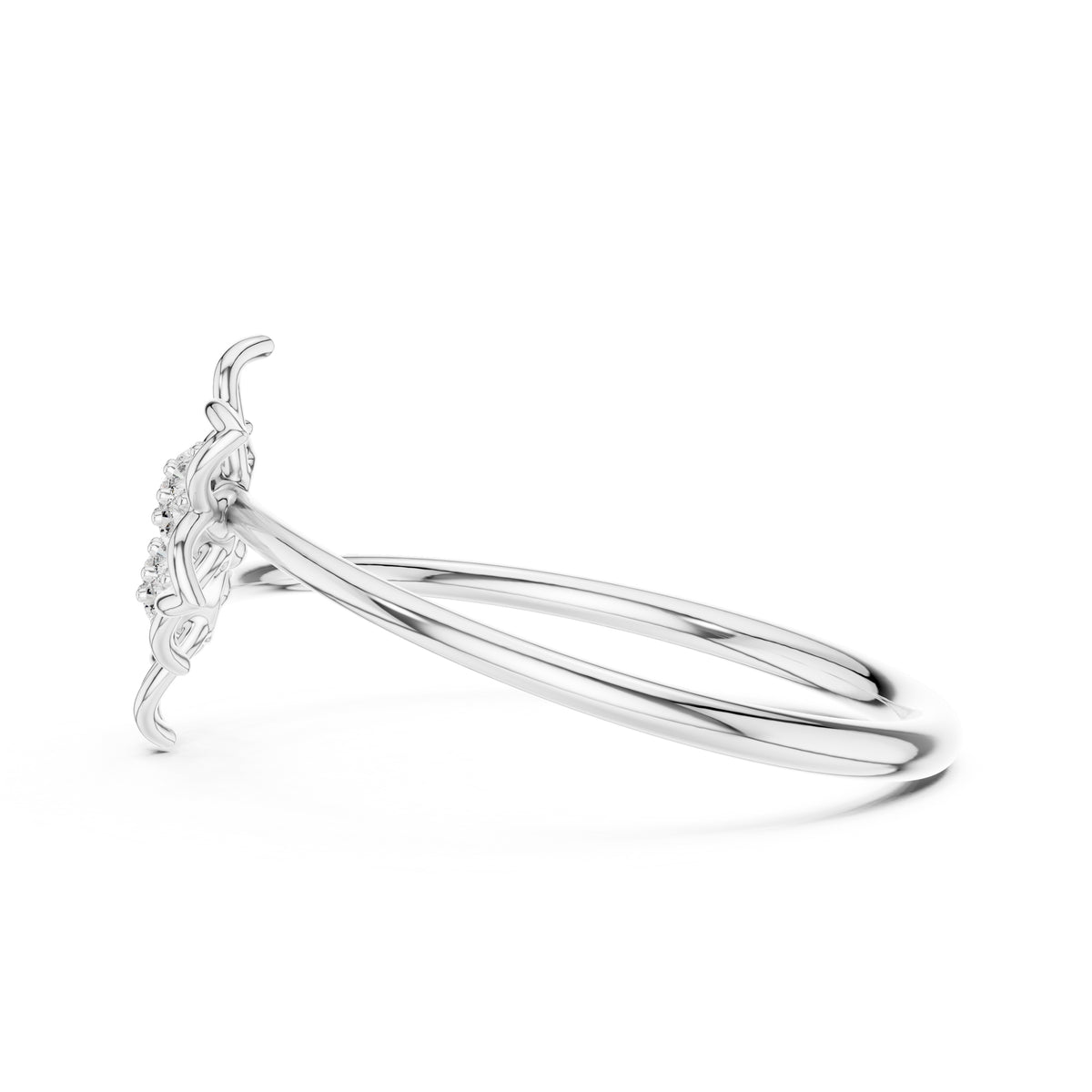 Dual Blossom Minimalist Ring White Gold