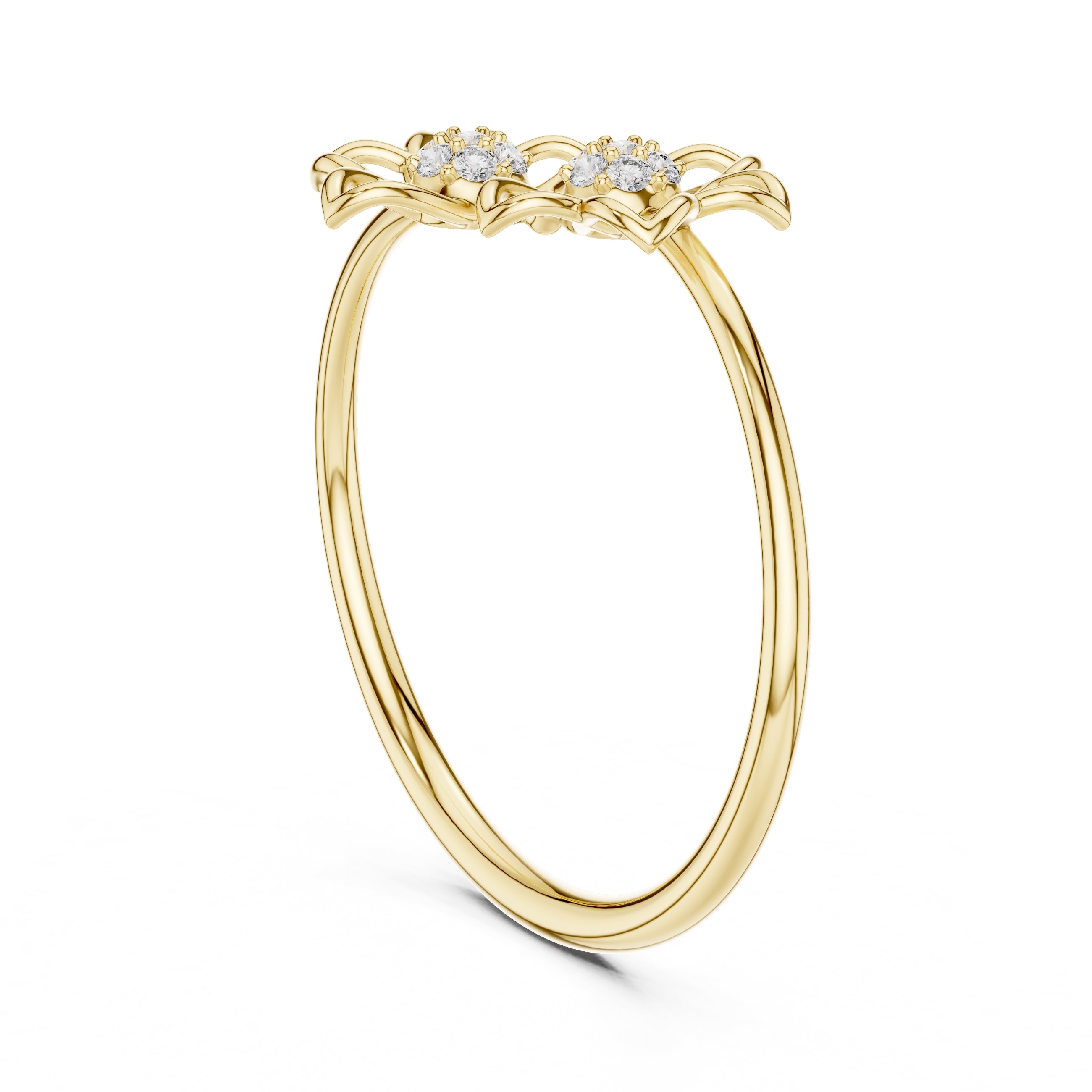 Dual Blossom Minimalist Ring Yellow Gold