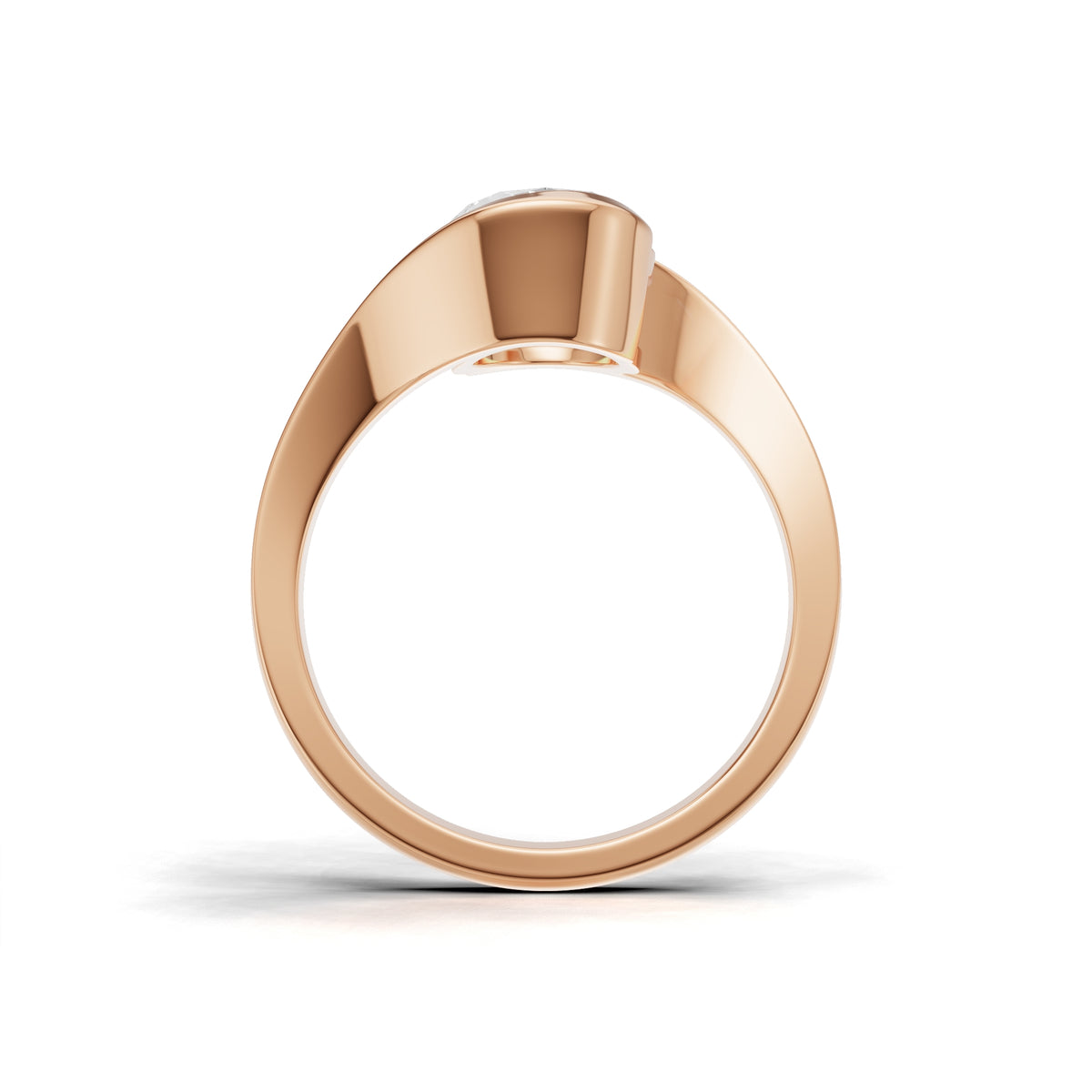 3 ct Oval Bypass Ring, IGI Certified Lab Grown Diamond, Semi Bezel Solitaire 3ct Rose Gold