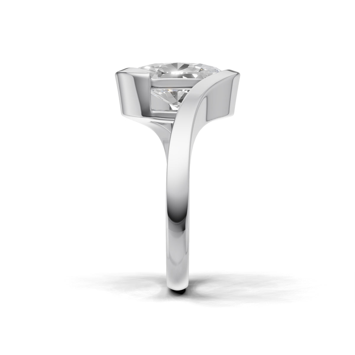3 ct Oval Bypass Ring, IGI Certified Lab Grown Diamond, Semi Bezel Solitaire 3ct White Gold