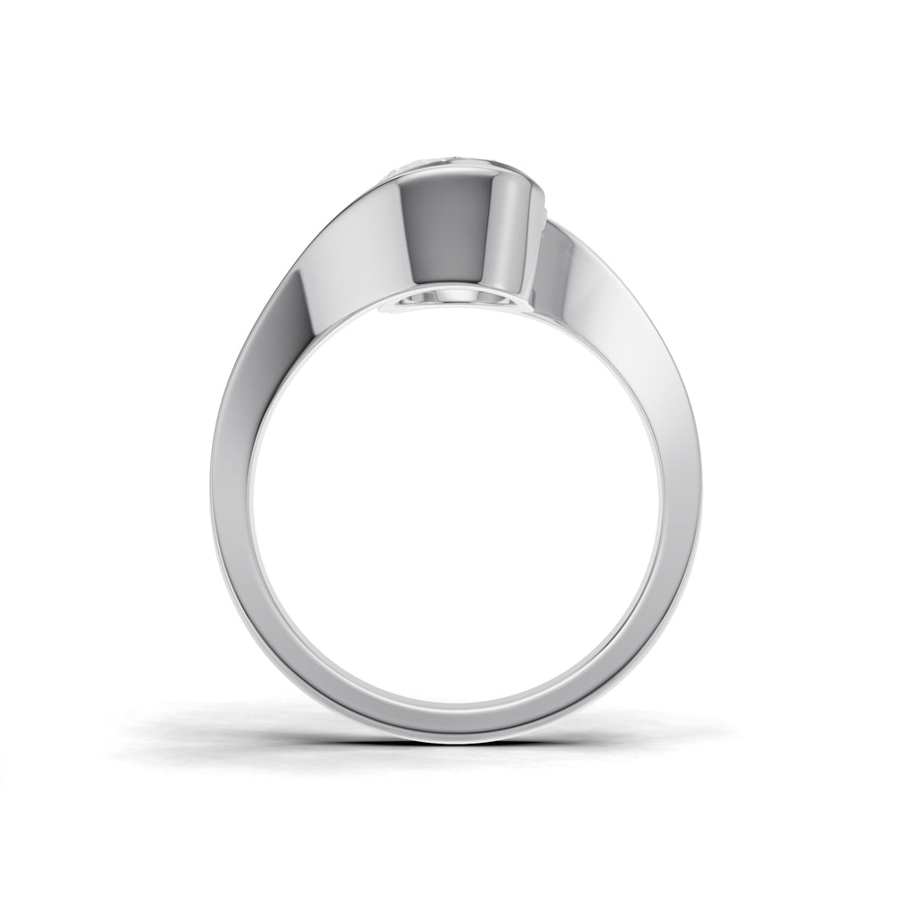 3 ct Oval Bypass Ring, IGI Certified Lab Grown Diamond, Semi Bezel Solitaire 3ct White Gold