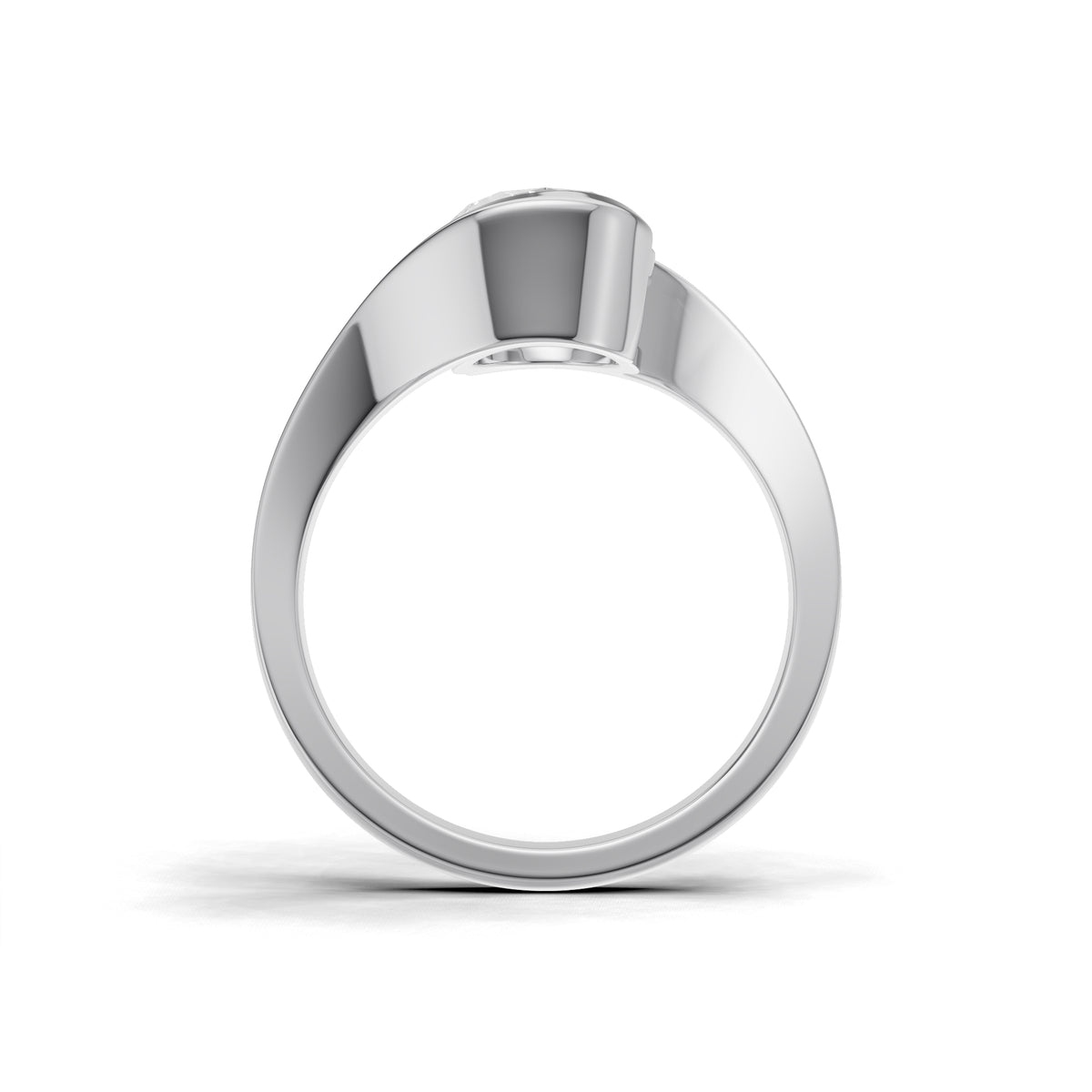 3 ct Oval Bypass Ring, IGI Certified Lab Grown Diamond, Semi Bezel Solitaire 3ct White Gold