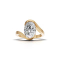 3 ct Oval Bypass Ring, IGI Certified Lab Grown Diamond, Semi Bezel Solitaire 3ct Yellow Gold