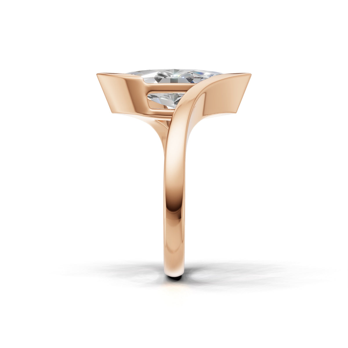 3 ct Marquise Bypass Ring, IGI Certified Lab Grown Diamond, Semi Bezel Solitaire 3ct Rose Gold
