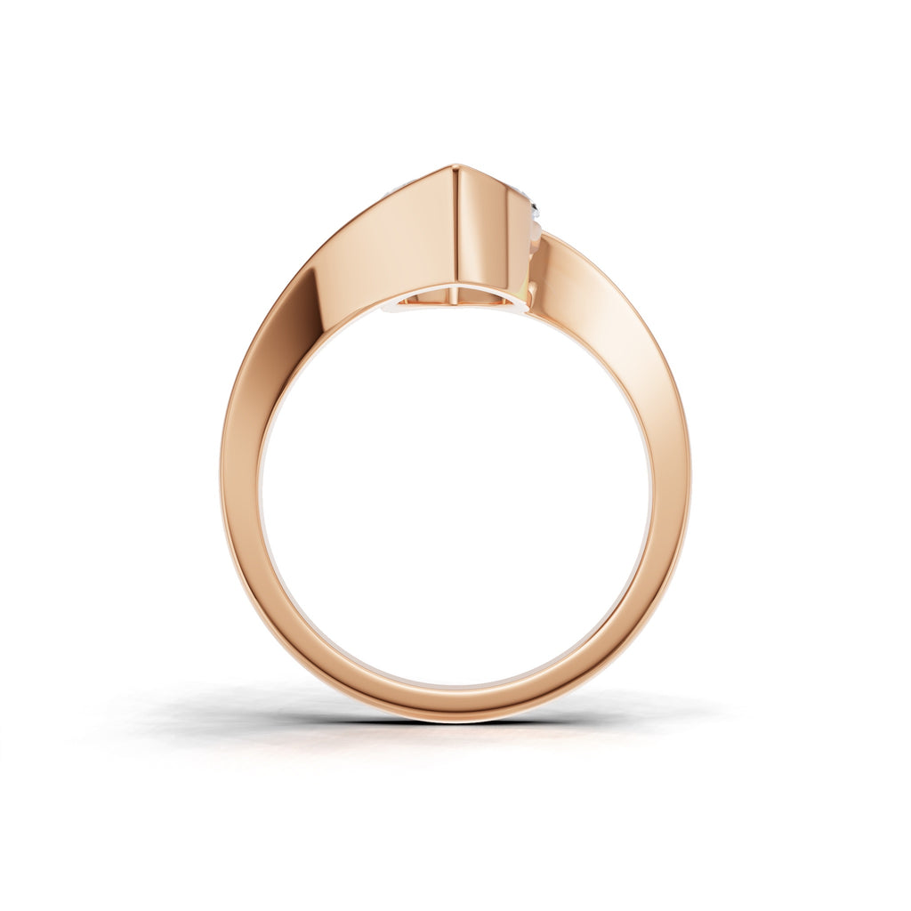 3 ct Marquise Bypass Ring, IGI Certified Lab Grown Diamond, Semi Bezel Solitaire 3ct Rose Gold