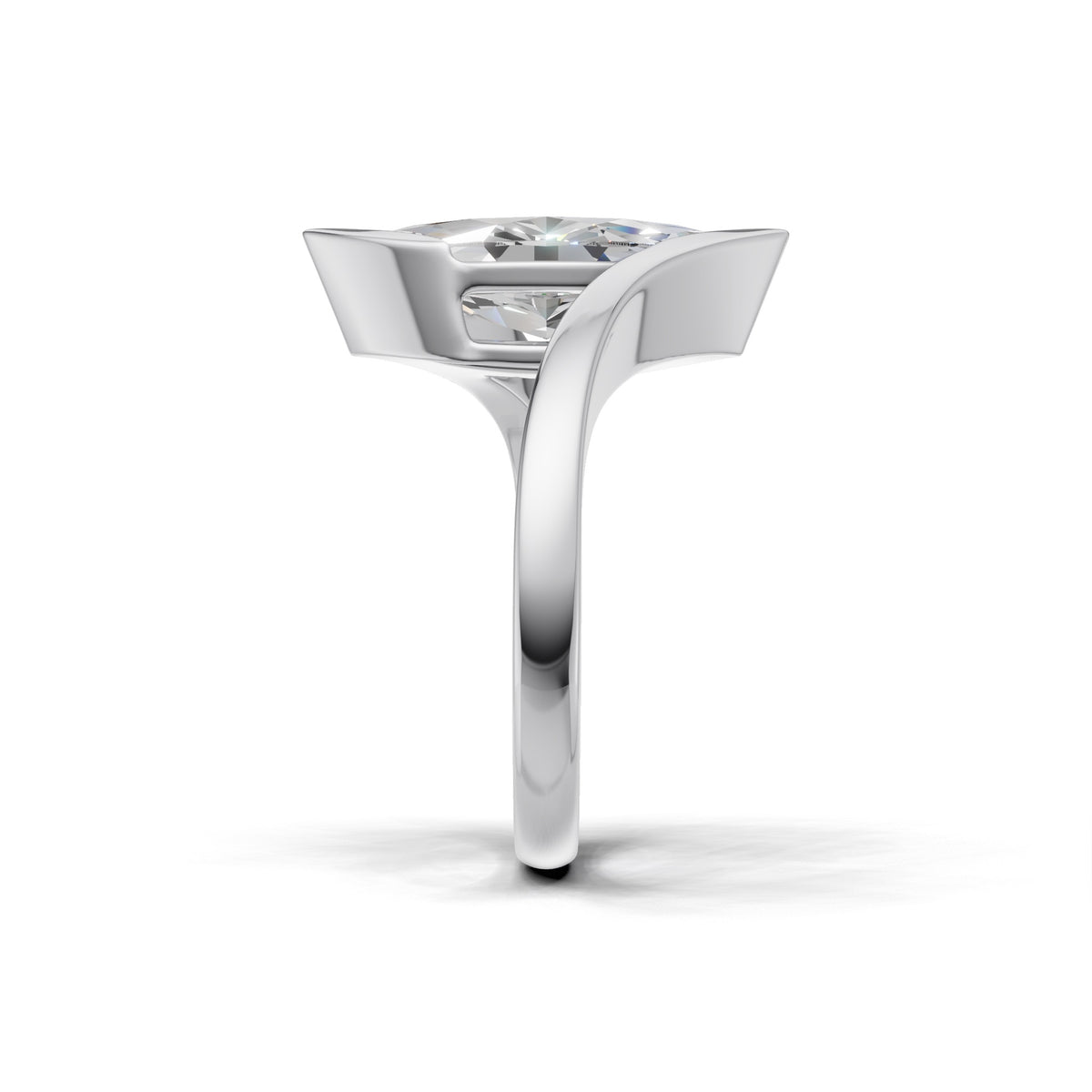 3 ct Marquise Bypass Ring, IGI Certified Lab Grown Diamond, Semi Bezel Solitaire 3ct White Gold
