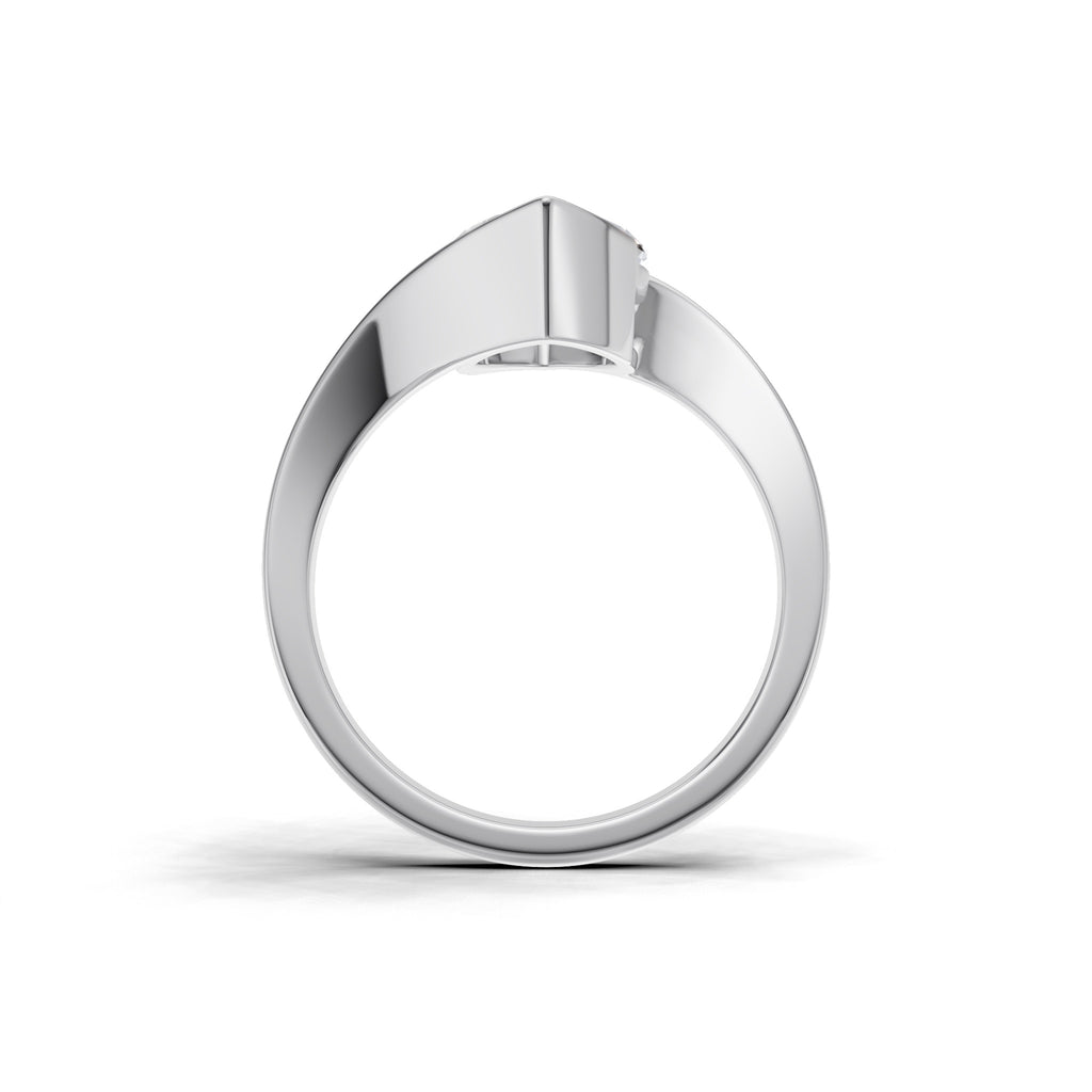 3 ct Marquise Bypass Ring, IGI Certified Lab Grown Diamond, Semi Bezel Solitaire 3ct White Gold