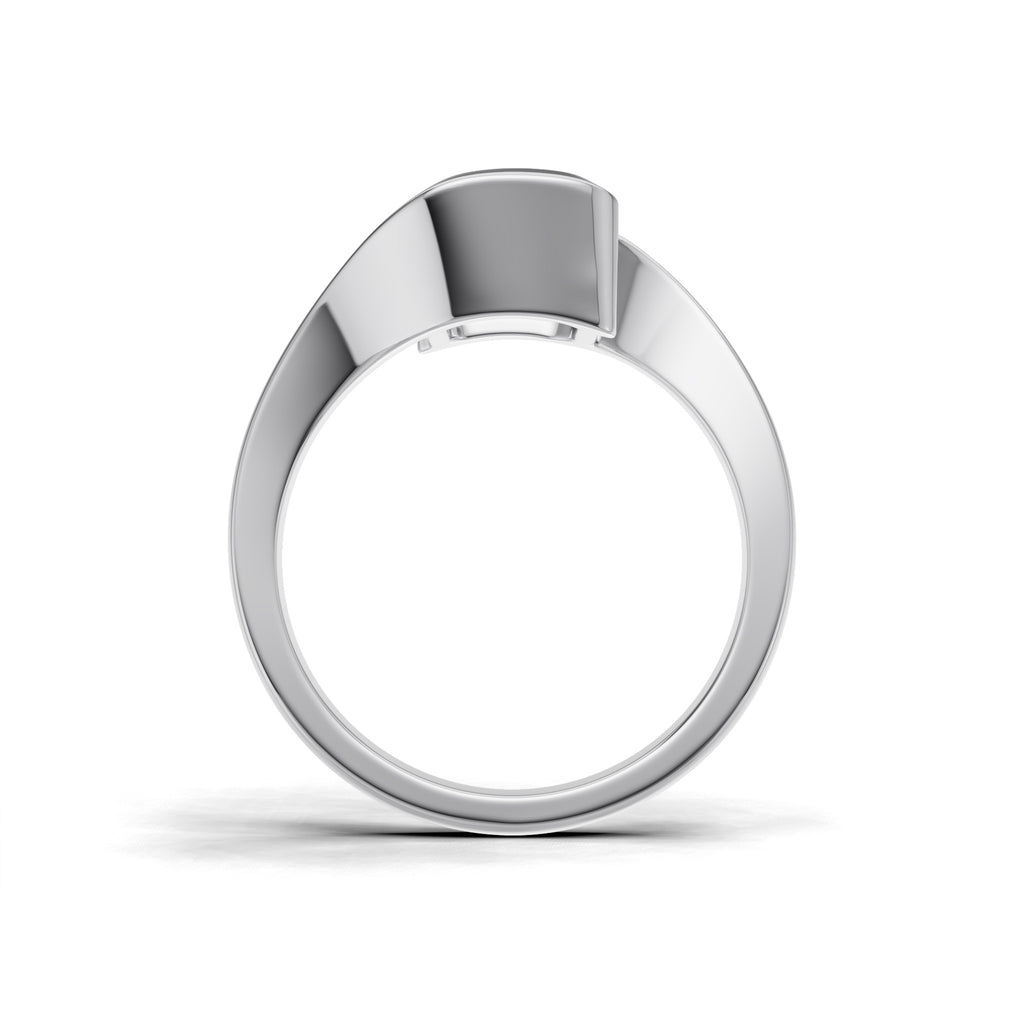 3 ct Emerald Bypass Ring, IGI Certified Lab Grown Diamond, Semi Bezel Solitaire 3ct White Gold