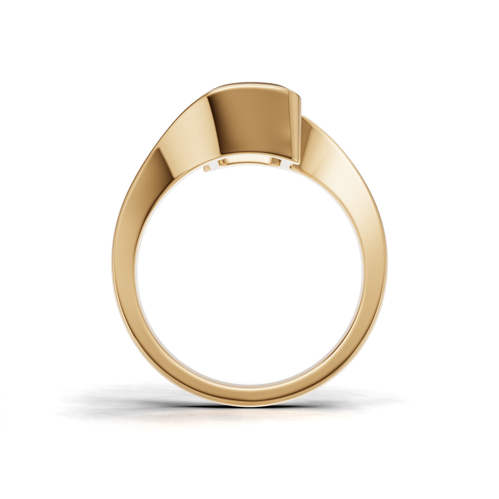 3 ct Emerald Bypass Ring, IGI Certified Lab Grown Diamond, Semi Bezel Solitaire 3ct Yellow Gold