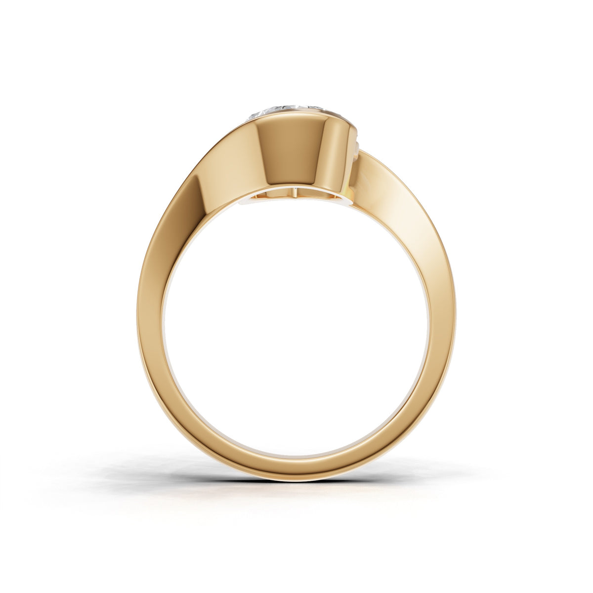3 ct Pear Bypass Ring, IGI Certified Lab Grown Diamond, Semi Bezel Solitaire 3ct Yellow Gold