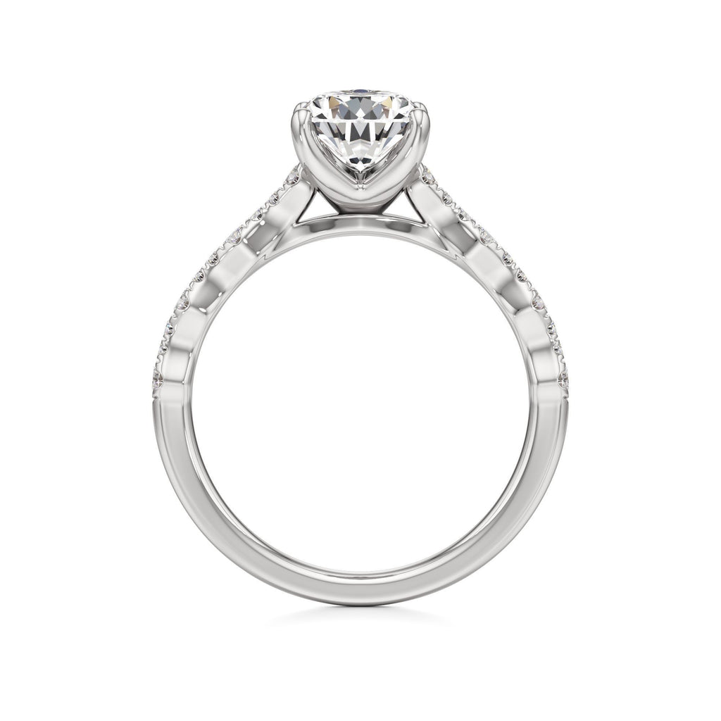2 ct East-West Lab diamond Ring, IGI Certified Lab Grown Diamond, Scalloped Pavé Solitaire 2ct White Gold Pear