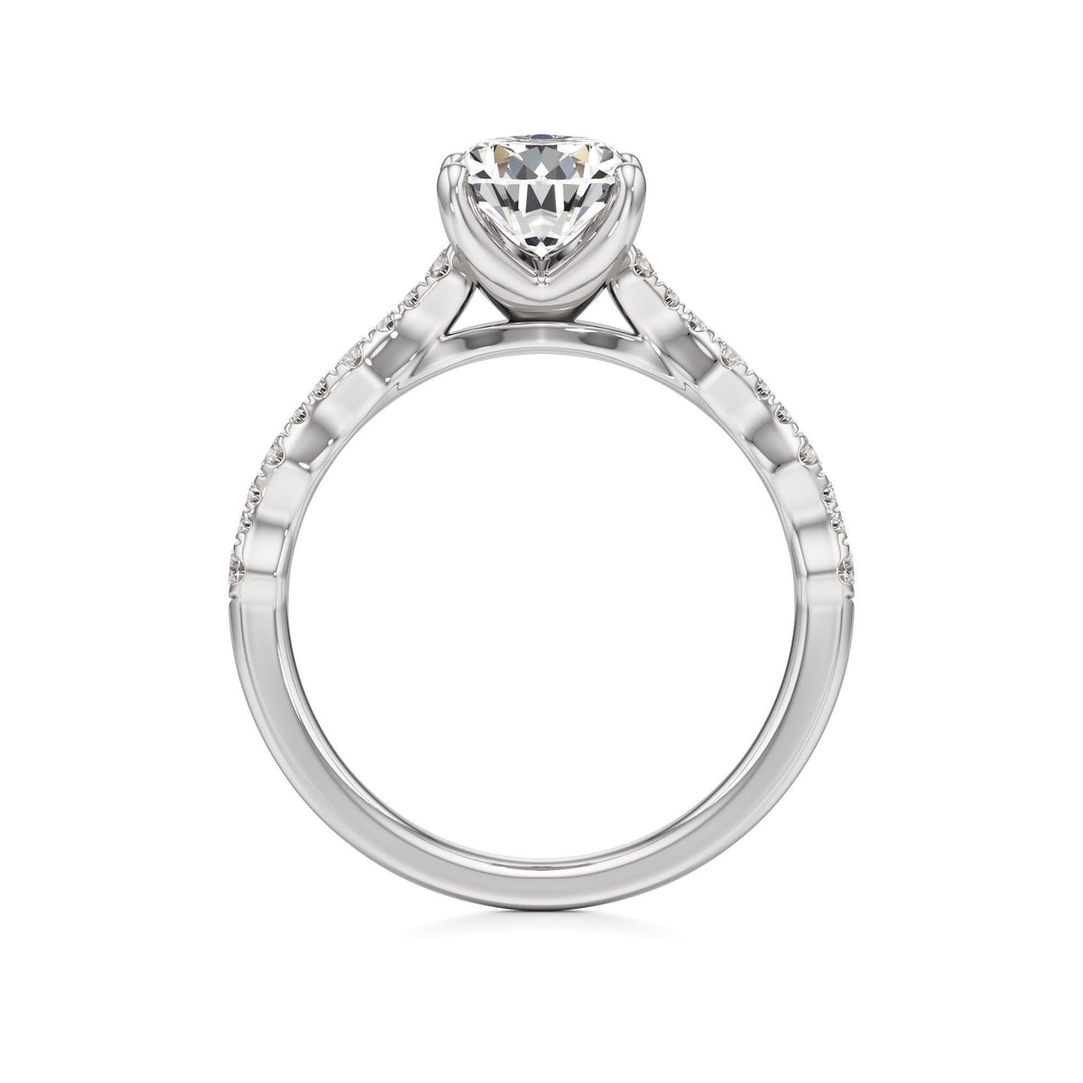 2 ct East-West Lab diamond Ring, IGI Certified Lab Grown Diamond, Scalloped Pavé Solitaire 2ct White Gold Pear