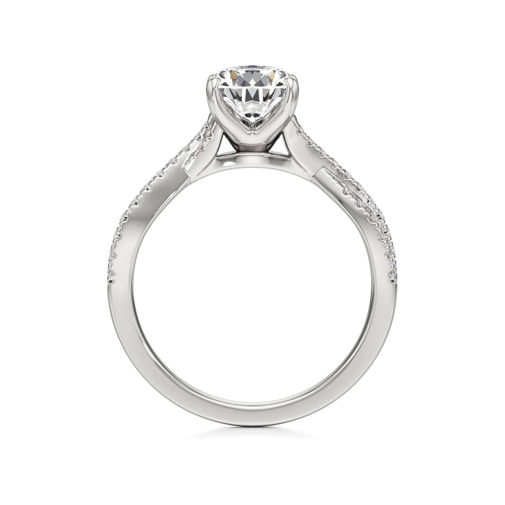 2ct Infinity Ring, IGI Certified Lab Grown Diamond, Twisted Pavé Solitaire 2ct White Gold Pear