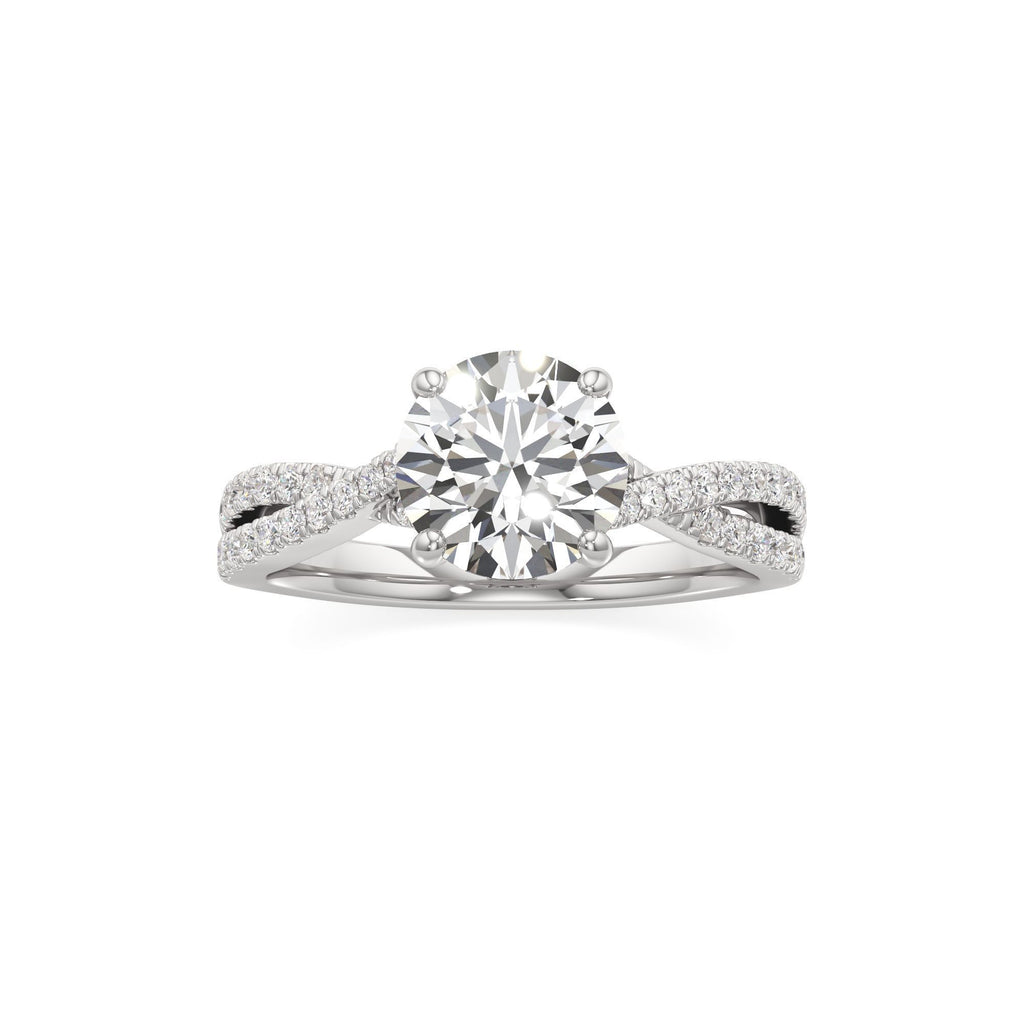 2ct Infinity Ring, IGI Certified Lab Grown Diamond, Twisted Pavé Solitaire 2ct White Gold Round