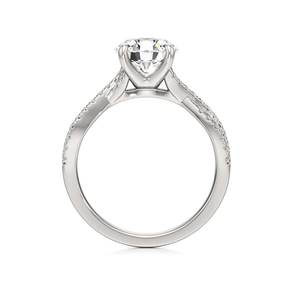 2ct Infinity Ring, IGI Certified Lab Grown Diamond, Twisted Pavé Solitaire 2ct White Gold Round