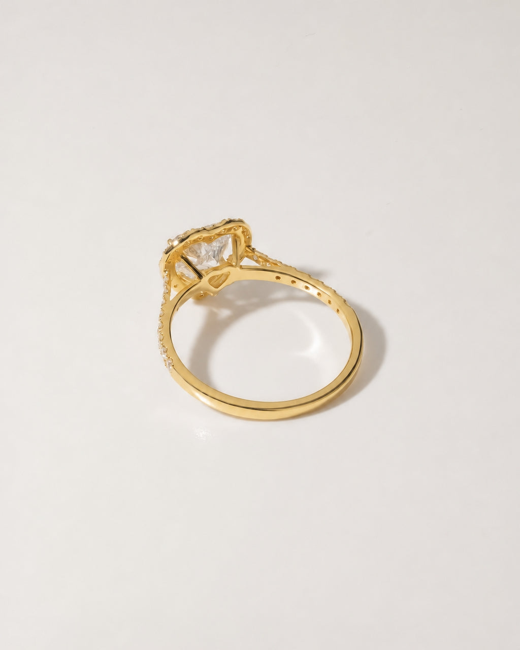 2ct Heart Halo Ring, IGI Certified Lab Grown Diamond, Diamond Pavé Band 2ct Yellow Gold