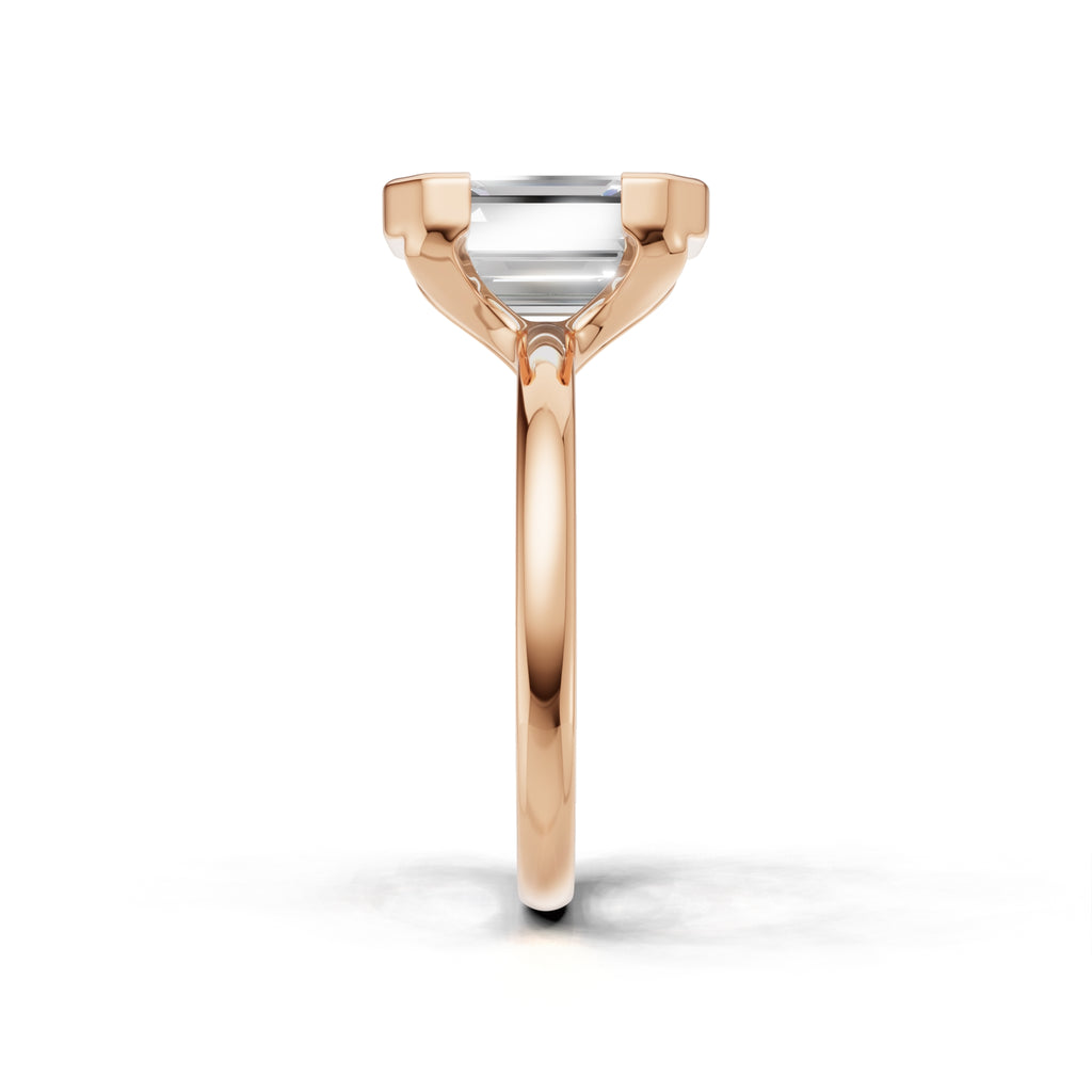 3 ct Lab Diamond Half-Bezel Ring, IGI Certified Lab Grown Diamond, Yellow Gold Solitaire 3ct Rose Gold Emerald