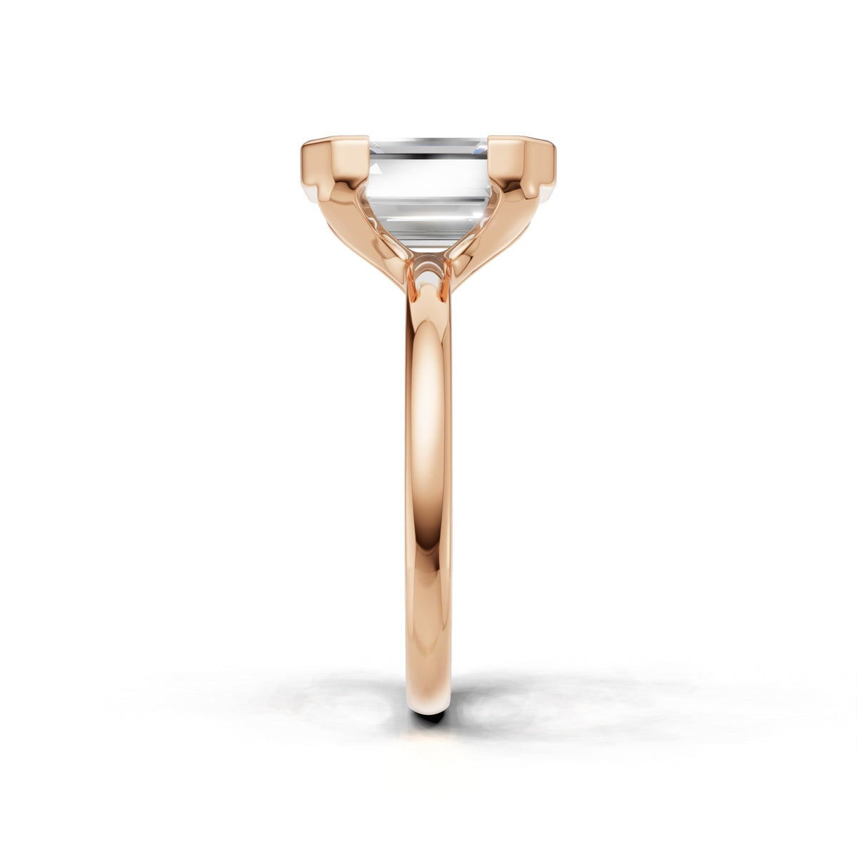 3 ct Lab Diamond Half-Bezel Ring, IGI Certified Lab Grown Diamond, Yellow Gold Solitaire 3ct Rose Gold Emerald