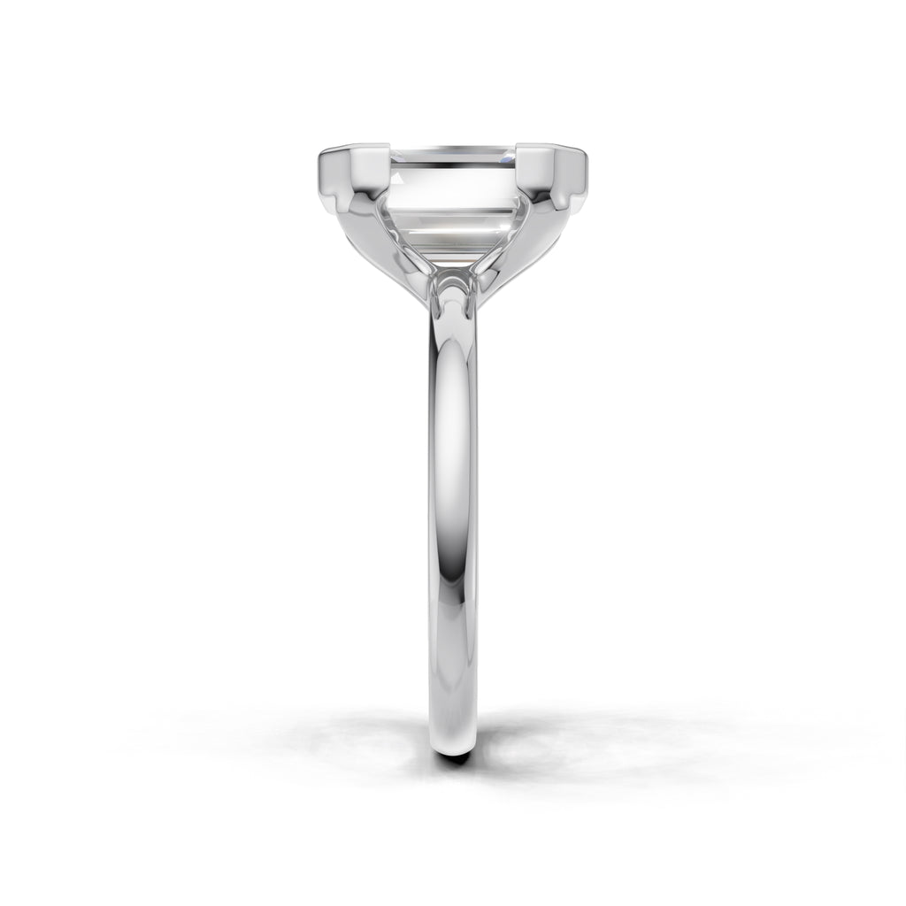 3 ct Lab Diamond Half-Bezel Ring, IGI Certified Lab Grown Diamond, Yellow Gold Solitaire 3ct White Gold Emerald