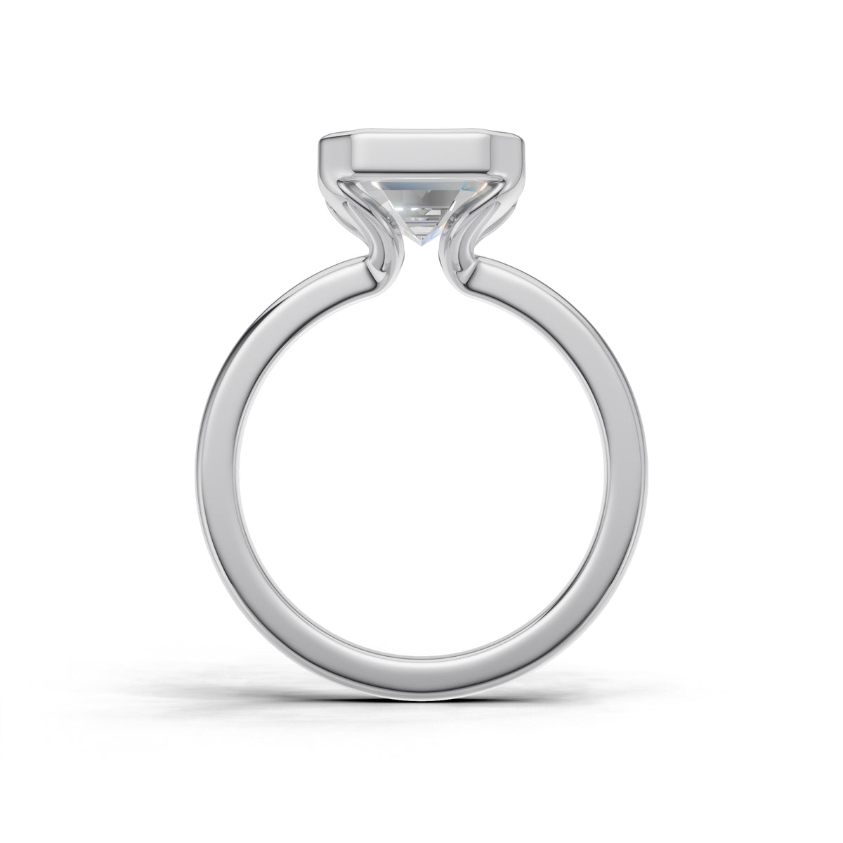 3 ct Lab Diamond Half-Bezel Ring, IGI Certified Lab Grown Diamond, Yellow Gold Solitaire 3ct White Gold Emerald