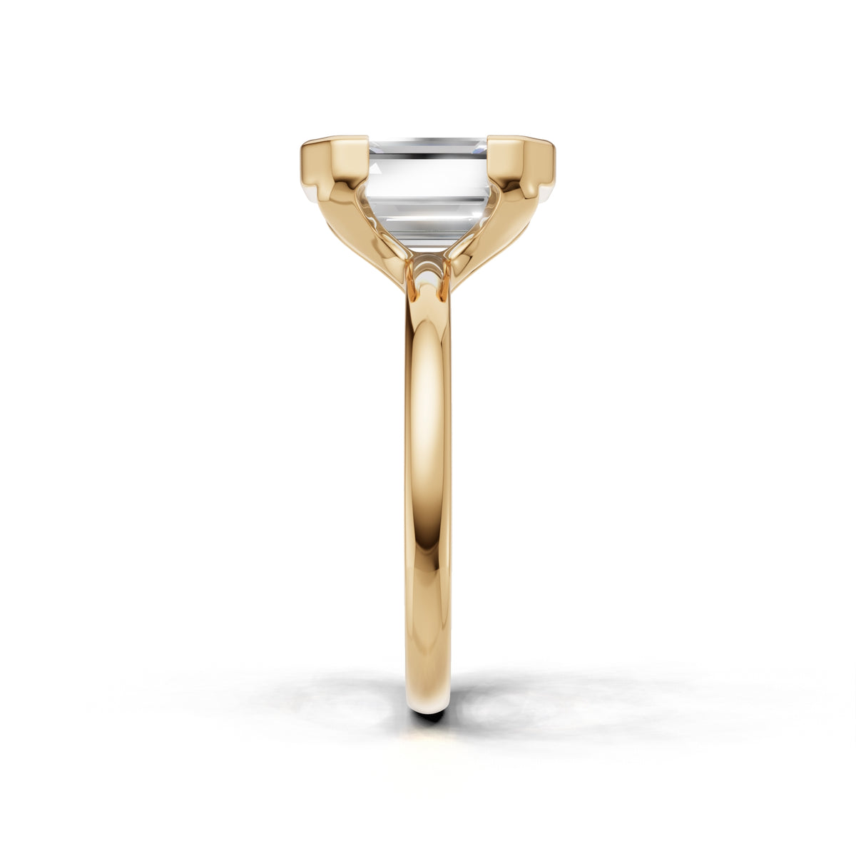 3 ct Lab Diamond Half-Bezel Ring, IGI Certified Lab Grown Diamond, Yellow Gold Solitaire 3ct Yellow Gold Emerald