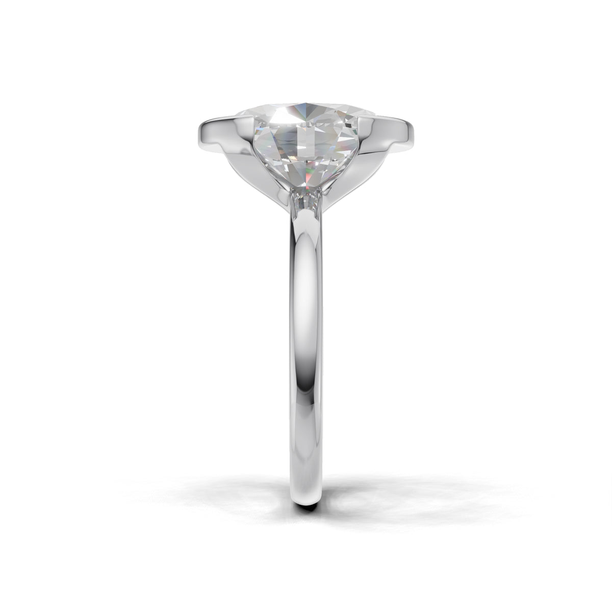 3 ct Lab Diamond Half-Bezel Ring, IGI Certified Lab Grown Diamond, Yellow Gold Solitaire 3ct White Gold Oval