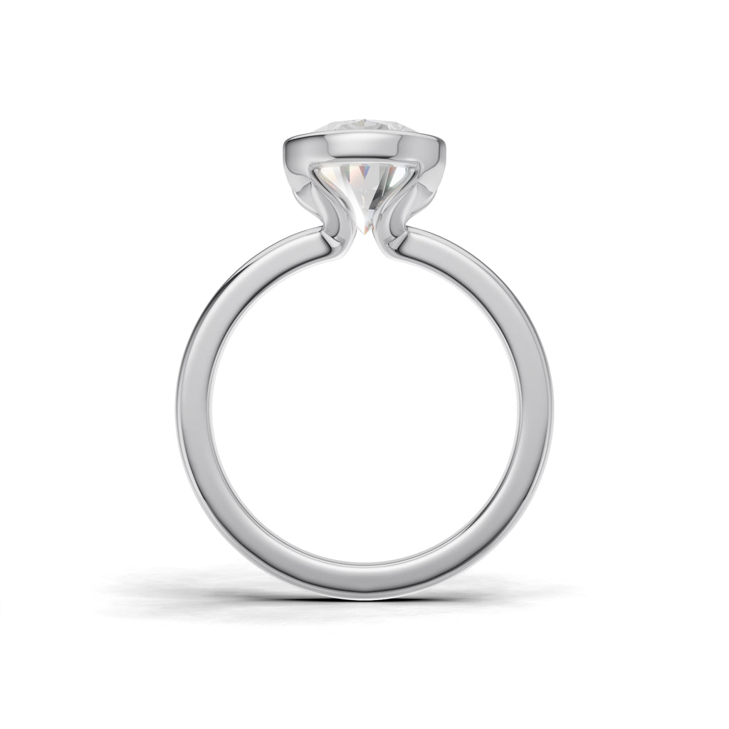 3 ct Lab Diamond Half-Bezel Ring, IGI Certified Lab Grown Diamond, Yellow Gold Solitaire 3ct White Gold Oval