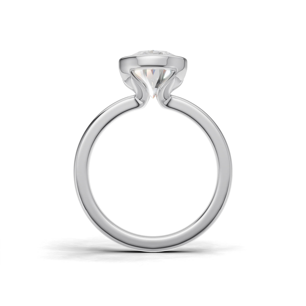 3 ct Lab Diamond Half-Bezel Ring, IGI Certified Lab Grown Diamond, Yellow Gold Solitaire 3ct White Gold Oval