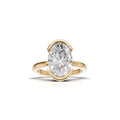 3 ct Lab Diamond Half-Bezel Ring, IGI Certified Lab Grown Diamond, Yellow Gold Solitaire 3ct Yellow Gold Oval