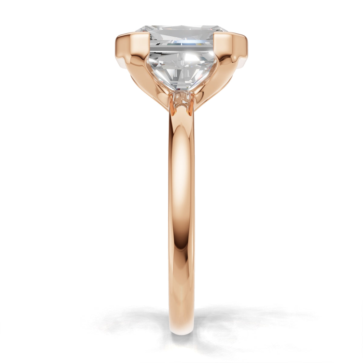 3 ct Lab Diamond Half-Bezel Ring, IGI Certified Lab Grown Diamond, Yellow Gold Solitaire 3ct Rose Gold Radiant